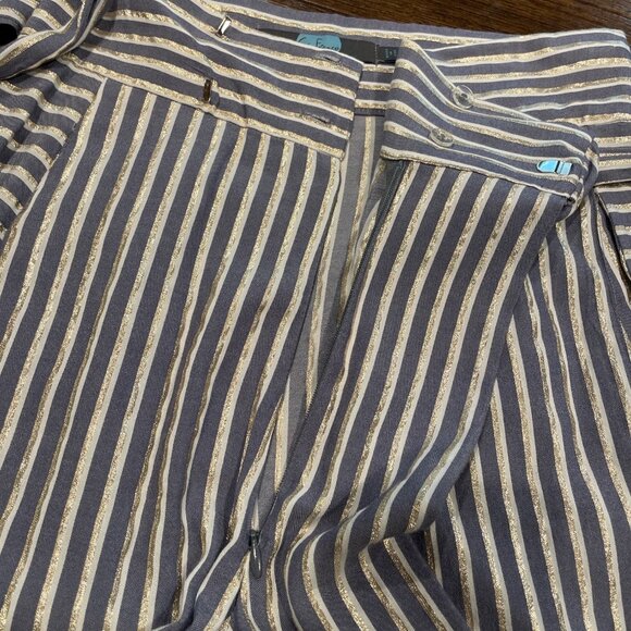Eva Franco Anthropologie Sz 2 Wide Striped Regatta Pants Cropped Palazzo AN8019 - Picture 5 of 12